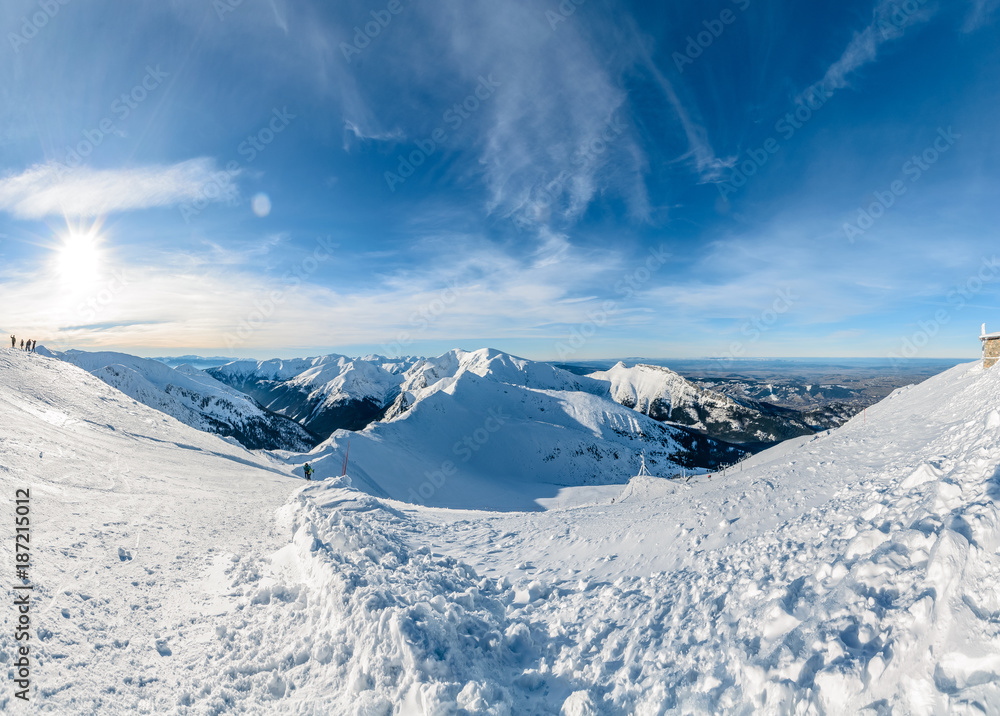 Panorama of Winter High Tatras near Kasprowy Wierch.