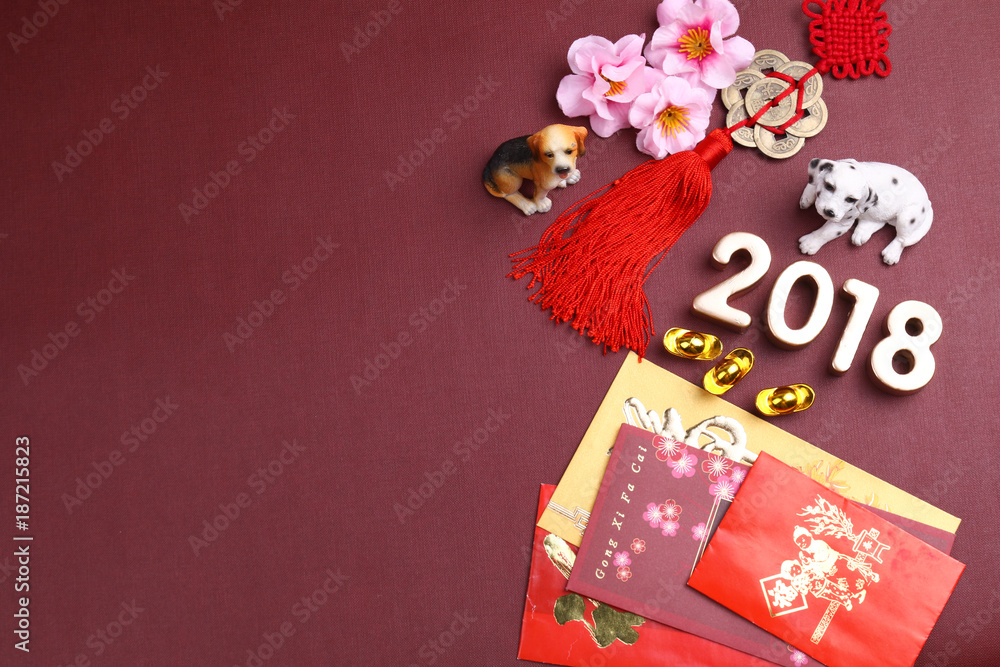 Dog figurines with chinese new year decorations for year 2018 Dog figurines with chinese new year decorations for year 2018