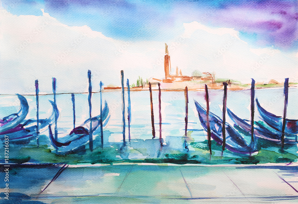 Wenecja - ilustracja ręcznie malowana