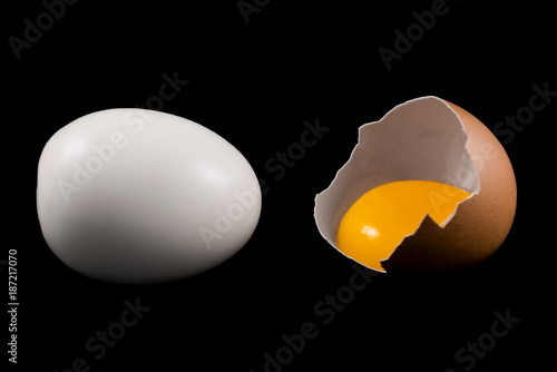 Eggs isolated on black background
