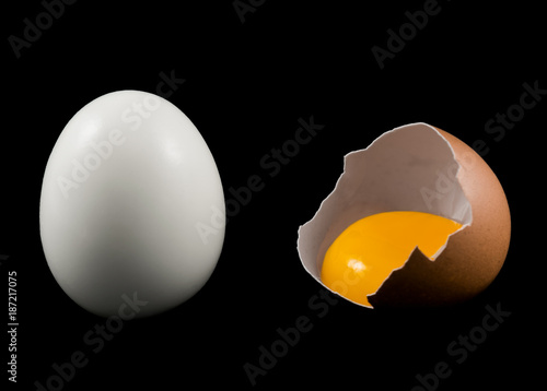 Eggs isolated on black background