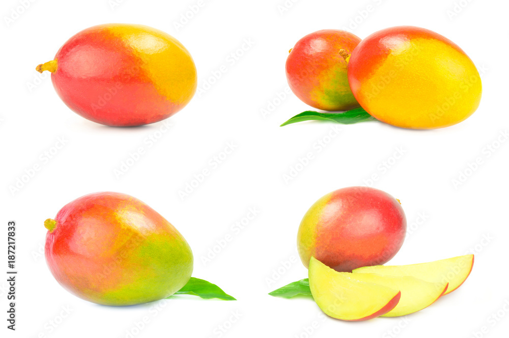 Collage of mango red isolated on a white background cutout Collage of mango red isolated on a white background cutout