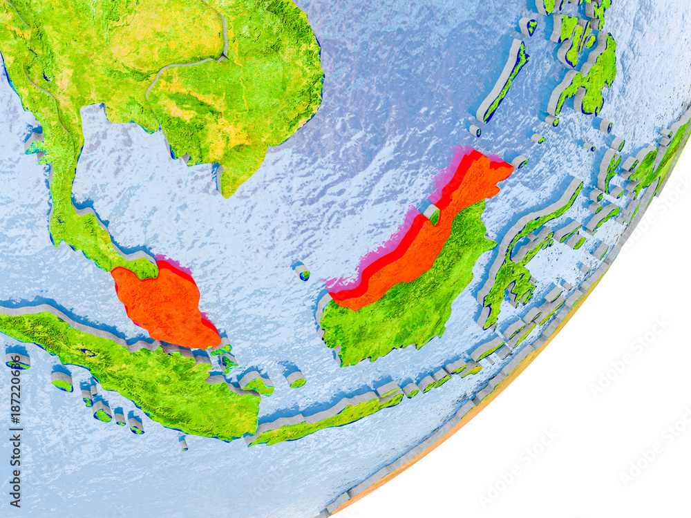 Map of Malaysia on Earth