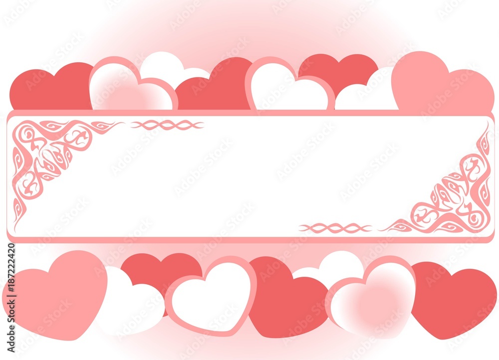 frame of pink hearts on Valentine's day