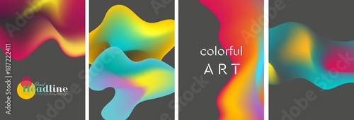 Abstract bright liquid wavy shapes backgrounds