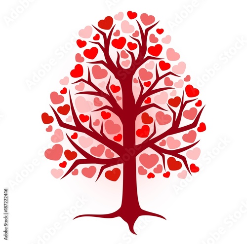 
illustration brown tree with hearts