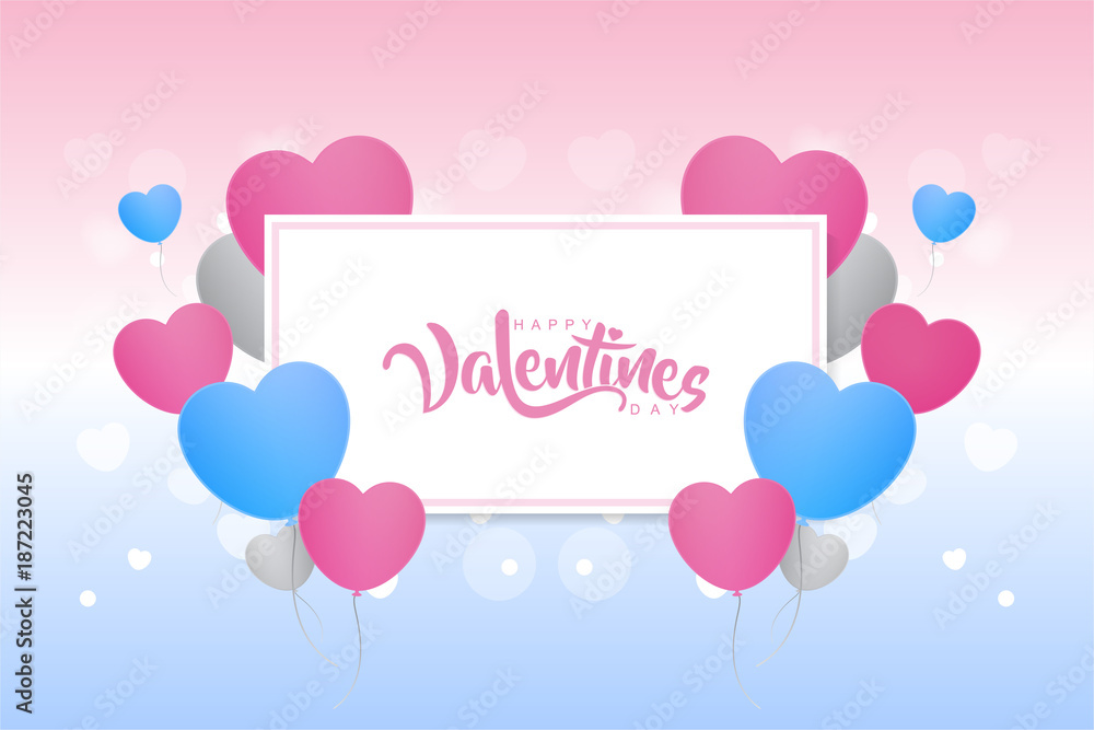 Valentines day background with heart balloons