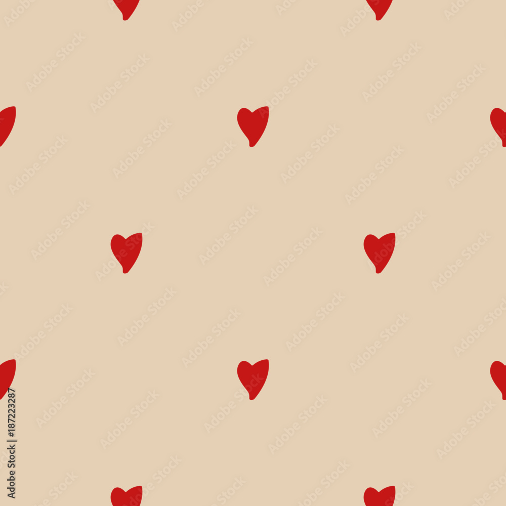 Seamless pattern: handmade staggered hearts