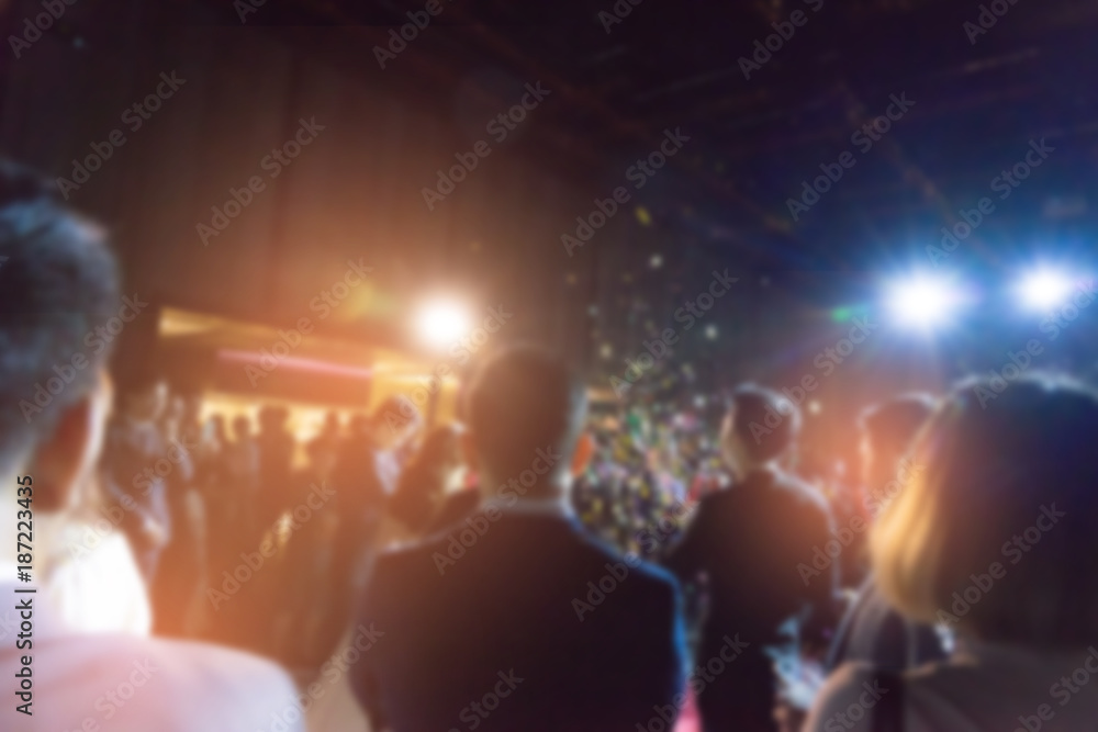 blur image of wedding party in large hall for  blurred wedding  background Stock Photo | Adobe Stock
