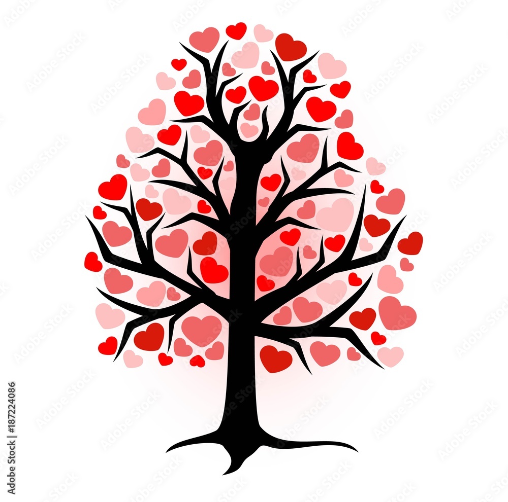 Fototapeta premium illustration ebony with hearts on a white background