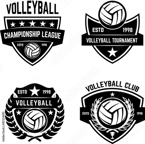 Set of volleyball sport emblems. Design element for poster, logo, label, emblem, sign, t shirt.