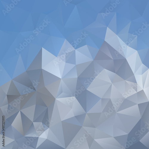 vector abstract irregular polygonal square background - triangle low poly pattern - light blue sky over gray mountain