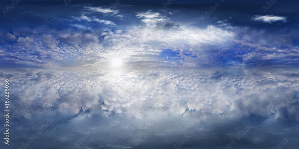 Naklejka premium Panorama nad chmurami pełne 360 stopni