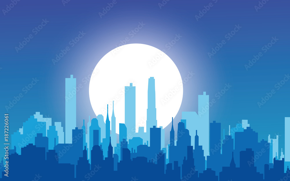 The silhouette of the city in a flat style. Modern urban landscape.vector illustration