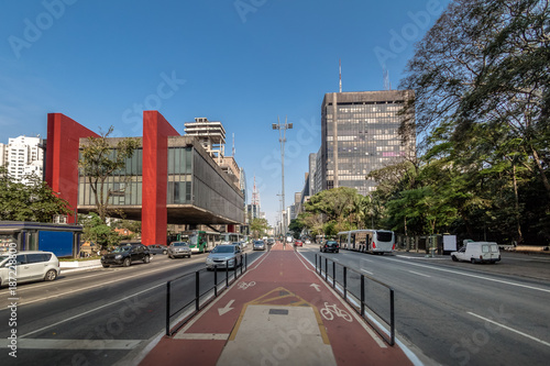 Paulista Avenue and MASP (Sao Paulo Museum of Art) - Sao Paulo, Brazil