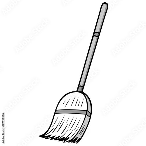 Broom Illustration - A vector cartoon illustration of a cleaning broom.