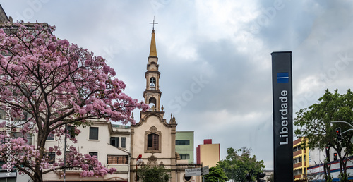 Liberdade Square and church in Liberdade japanese neighborhood - Sao Paulo, Brazil photo