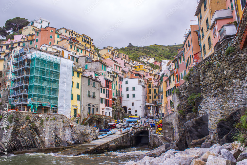 The village Riomaggiore, one of the Cinque Terre, Liguria, Italy