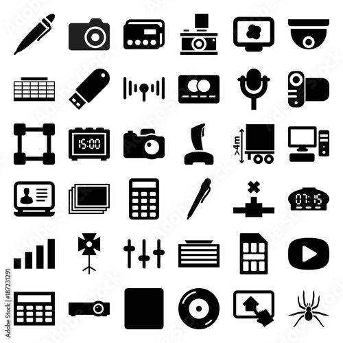 Digital icons. set of 36 editable filled digital icons