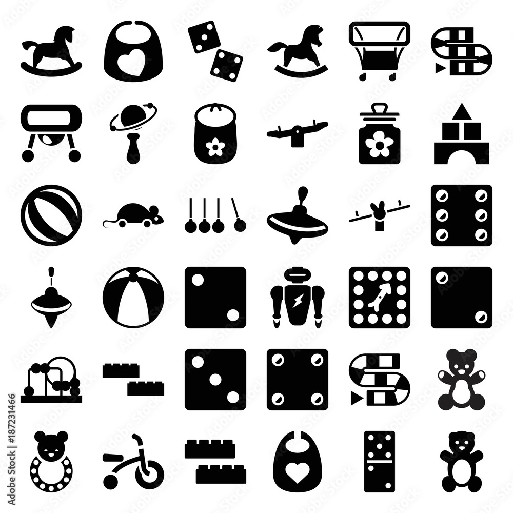 Toy icons. set of 36 editable filled toy icons Toy icons. set of 36 editable filled toy icons