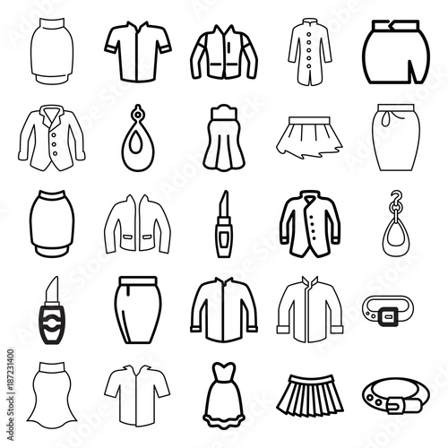 Accessories icons. set of 25 editable outline accessories icons