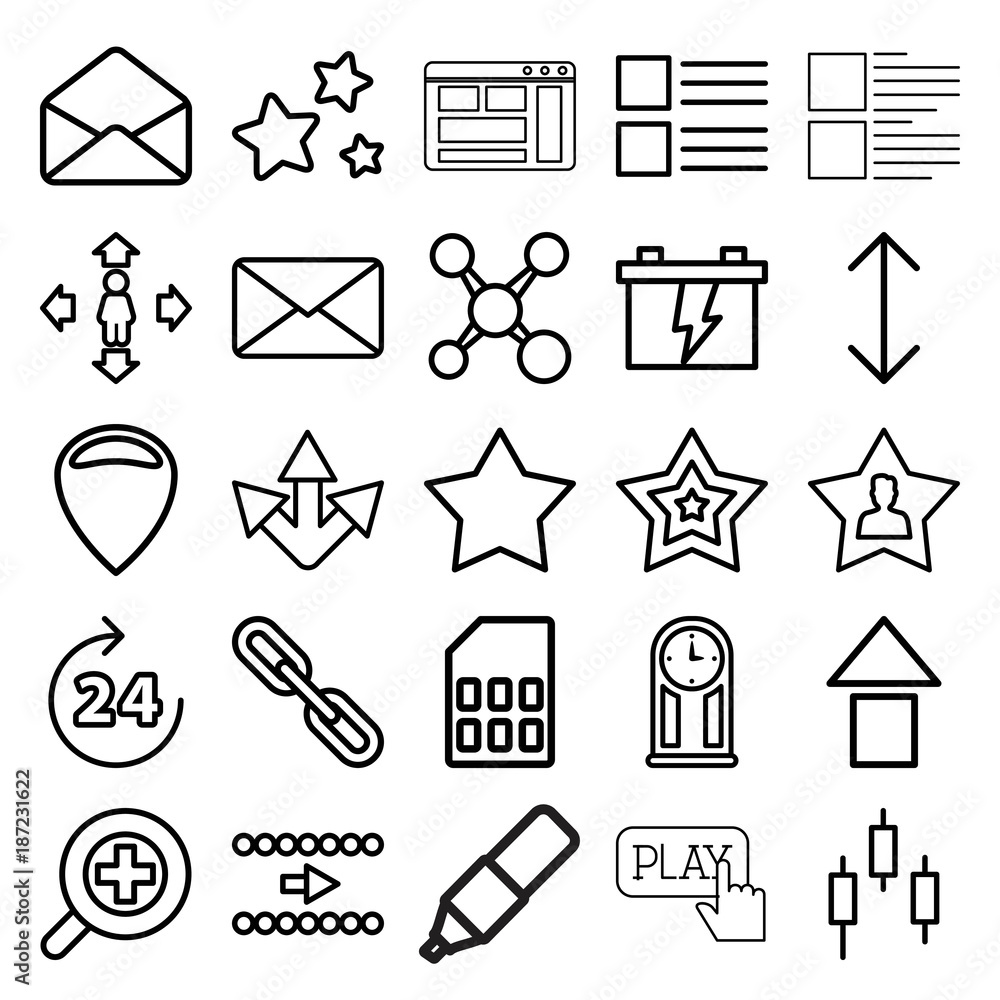Interface icons. set of 25 editable outline interface icons Interface icons. set of 25 editable outline interface icons