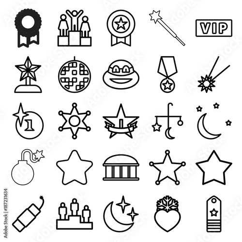 Star icons. set of 25 editable outline star icons