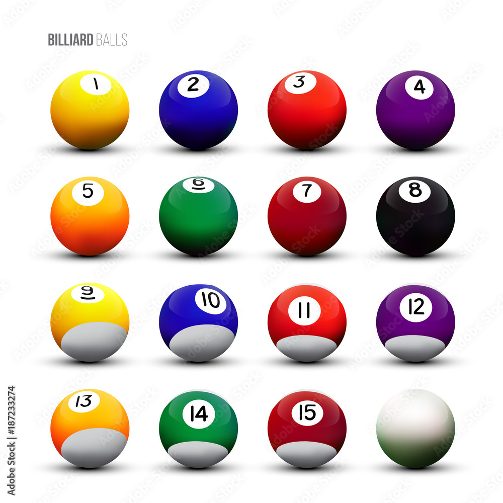 Vector isolated billiard balls on white background. Vector isolated billiard balls on white background.