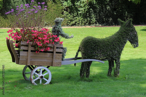 Vendée - Luçon - Jardin public Dumaine - Ane et sa carriole