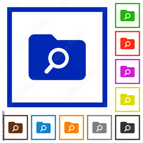 Folder search flat framed icons