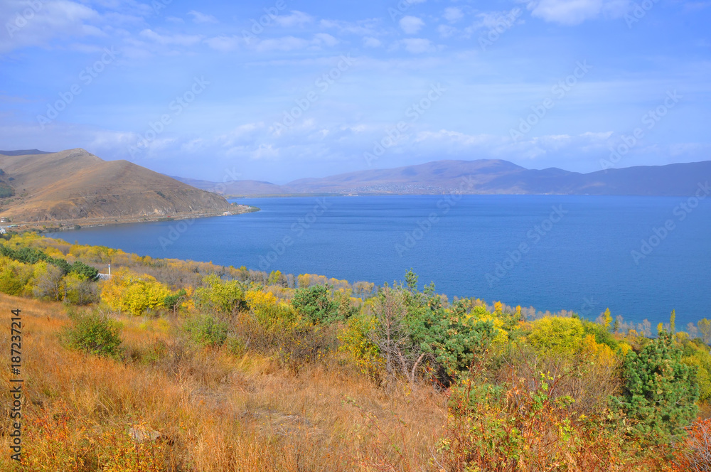 Lake Sevan. Autumn landscape. Armenia