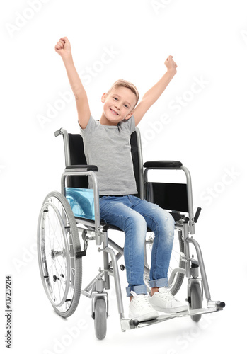 Little boy in wheelchair on...