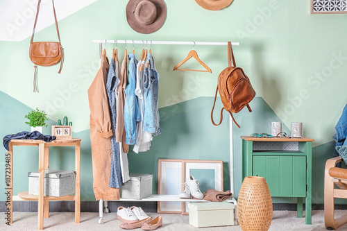 Collection of clothes hangi...