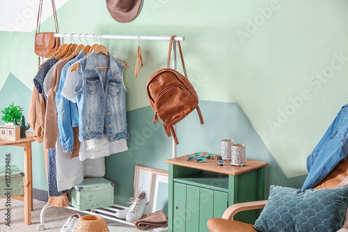 Collection of clothes hangi...