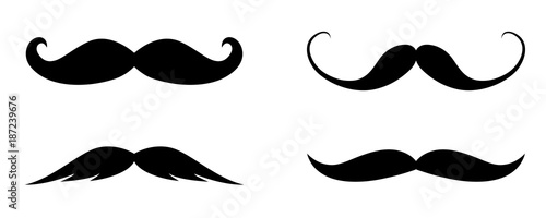 Collection of funny mustaches - barber shop or photo booth elements. Vector.