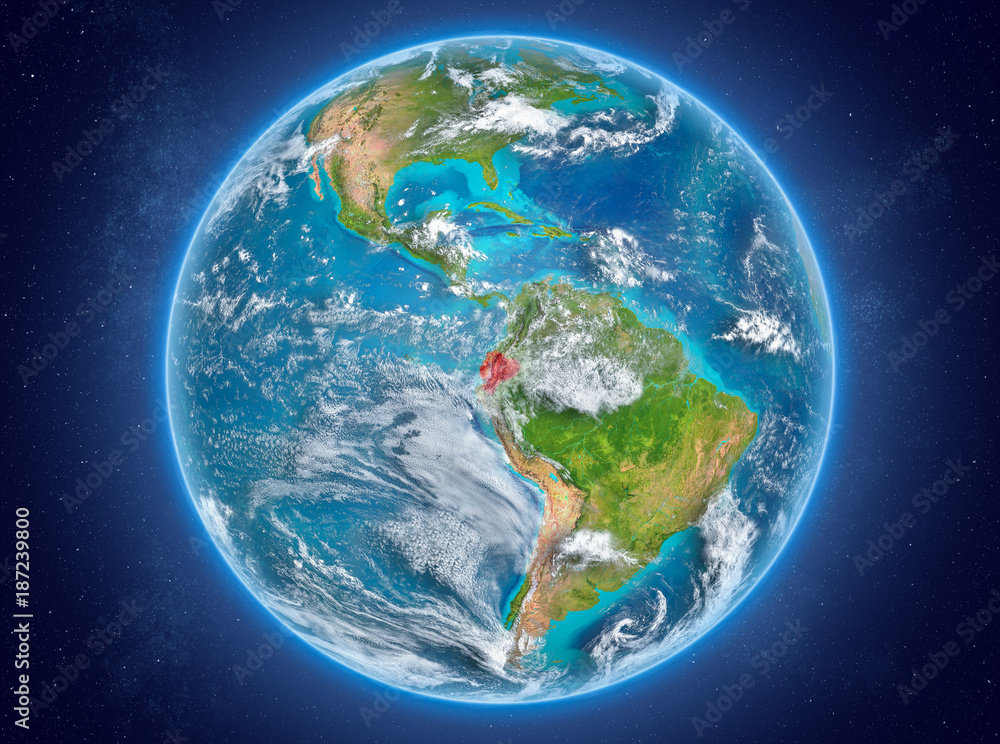 Ecuador on planet Earth in space