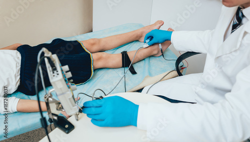 Patient nerves testing using electromyography. EMG