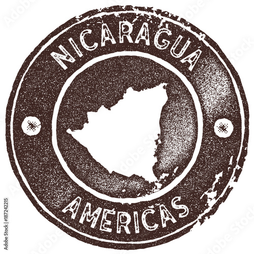 Nicaragua map vintage stamp. Retro style handmade label, badge or element for travel souvenirs. Brown rubber stamp with country map silhouette. Vector illustration.