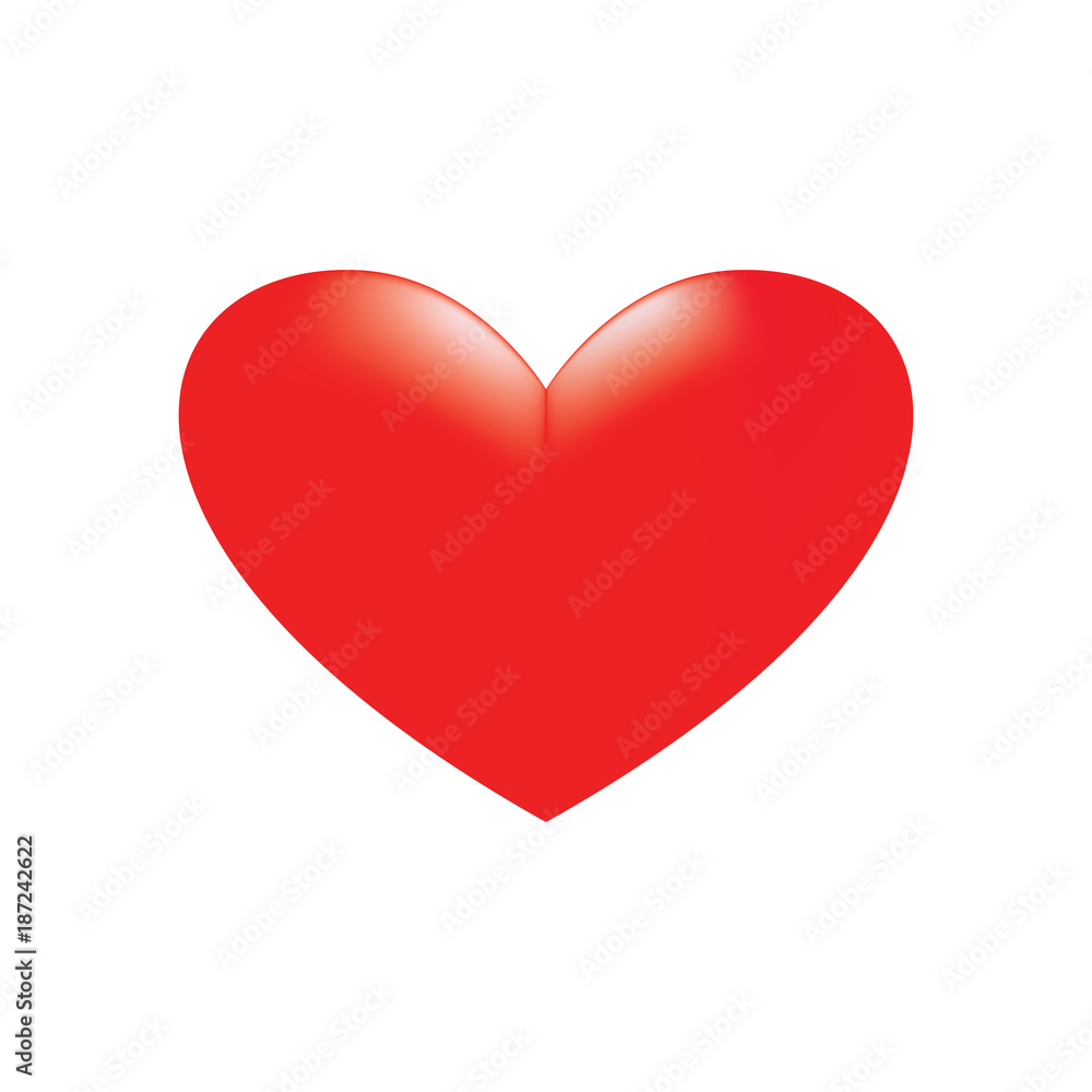 Vector illustration. Red heart on a white background.
