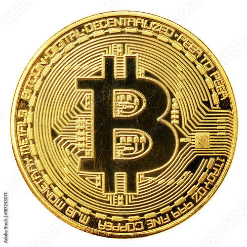 Wallpaper Mural Golden bitcoin isolated on white Torontodigital.ca