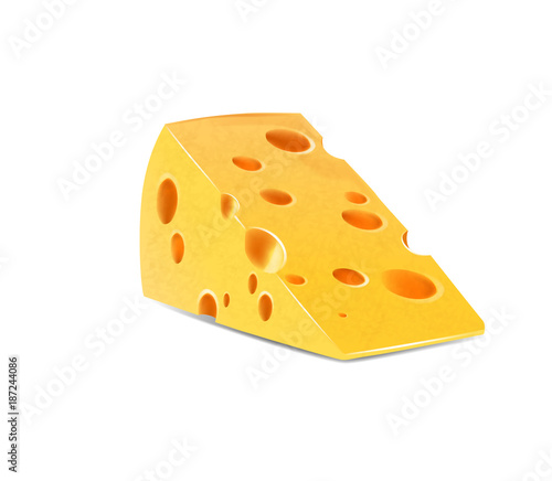 Cheese triangle isolated on white background.