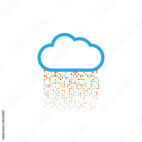 Abstract cloud of digital data storage on a white background. Data transfer in the network. Vector illustration.