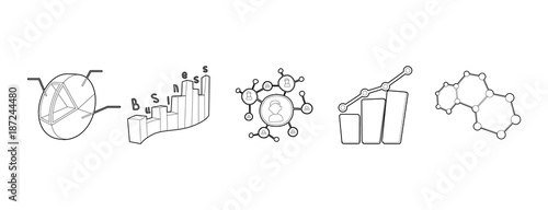 Diagram icon set, outline style