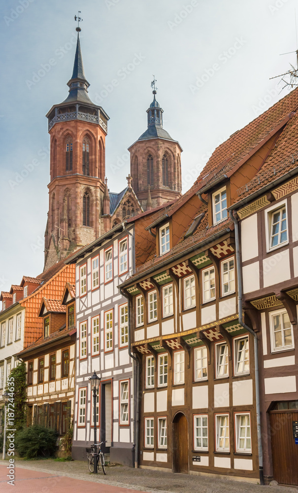 Historic houses and church towers in Gottingen