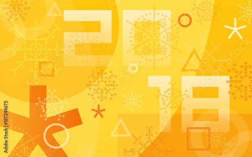 Winter sports games in Republic of Korea 2018. Orange abstract background. Sports competitions in South Korea, February 2018. Design of advertising posters for website or print. Vector illustration.