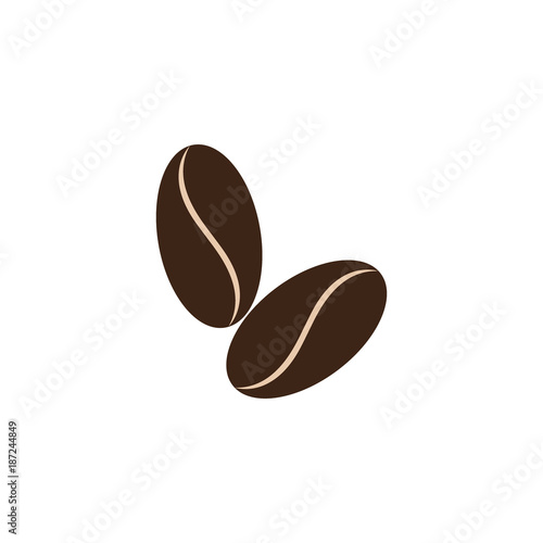 An illustration of two brown roasted coffee beans or seeds