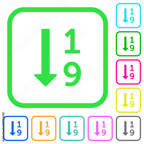 Ascending numbered list vivid colored flat icons