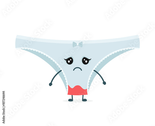Blood stain on sad panties. Vector flat 