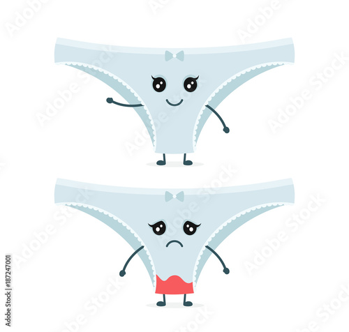 Blood stain on sad panties and clear