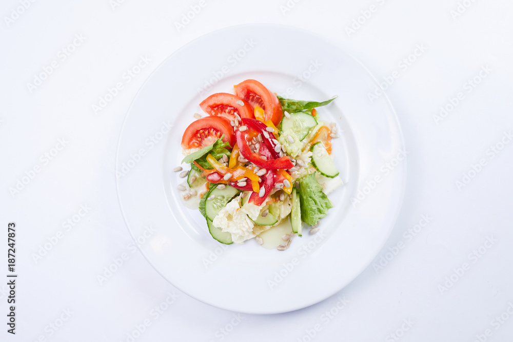 fresh salad on white plate fresh salad on white plate